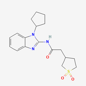 molecular formula C18H23N3O3S B7067292 N-(1-cyclopentylbenzimidazol-2-yl)-2-(1,1-dioxothiolan-3-yl)acetamide 