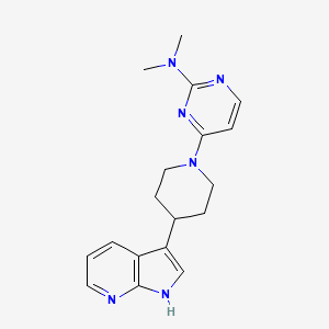 molecular formula C18H22N6 B7067337 N,N-dimethyl-4-[4-(1H-pyrrolo[2,3-b]pyridin-3-yl)piperidin-1-yl]pyrimidin-2-amine 