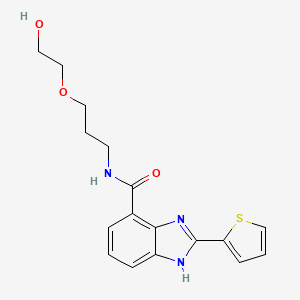 molecular formula C17H19N3O3S B7067373 N-[3-(2-hydroxyethoxy)propyl]-2-thiophen-2-yl-1H-benzimidazole-4-carboxamide 