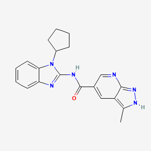 molecular formula C20H20N6O B7067428 N-(1-cyclopentylbenzimidazol-2-yl)-3-methyl-2H-pyrazolo[3,4-b]pyridine-5-carboxamide 