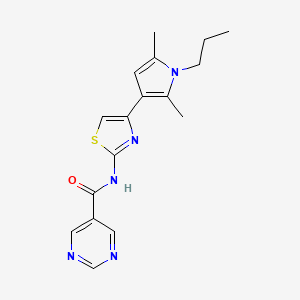 molecular formula C17H19N5OS B7067460 N-[4-(2,5-dimethyl-1-propylpyrrol-3-yl)-1,3-thiazol-2-yl]pyrimidine-5-carboxamide 