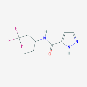 molecular formula C9H12F3N3O B7067586 N-(1,1,1-trifluoropentan-3-yl)-1H-pyrazole-5-carboxamide 