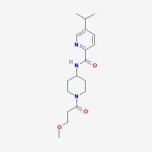 molecular formula C18H27N3O3 B7067600 N-[1-(3-methoxypropanoyl)piperidin-4-yl]-5-propan-2-ylpyridine-2-carboxamide 