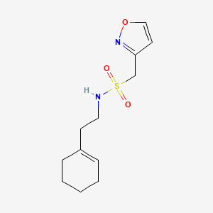 molecular formula C12H18N2O3S B7067670 N-[2-(cyclohexen-1-yl)ethyl]-1-(1,2-oxazol-3-yl)methanesulfonamide 