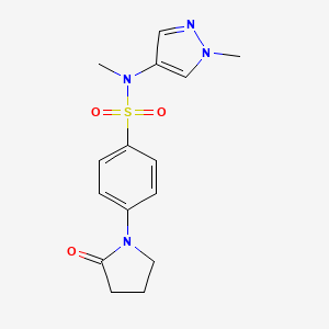molecular formula C15H18N4O3S B7067672 N-methyl-N-(1-methylpyrazol-4-yl)-4-(2-oxopyrrolidin-1-yl)benzenesulfonamide 
