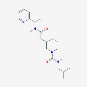 molecular formula C20H32N4O2 B7067679 N-(2-methylpropyl)-3-[2-[methyl(1-pyridin-2-ylethyl)amino]-2-oxoethyl]piperidine-1-carboxamide 