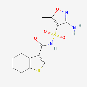 molecular formula C13H15N3O4S2 B7067707 N-[(3-amino-5-methyl-1,2-oxazol-4-yl)sulfonyl]-4,5,6,7-tetrahydro-1-benzothiophene-3-carboxamide 