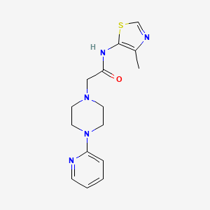 molecular formula C15H19N5OS B7067800 N-(4-methyl-1,3-thiazol-5-yl)-2-(4-pyridin-2-ylpiperazin-1-yl)acetamide 