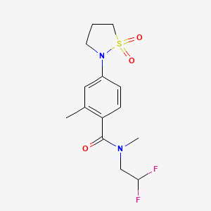 molecular formula C14H18F2N2O3S B7067869 N-(2,2-difluoroethyl)-4-(1,1-dioxo-1,2-thiazolidin-2-yl)-N,2-dimethylbenzamide 