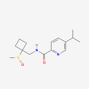 molecular formula C15H22N2O2S B7067888 N-[(1-methylsulfinylcyclobutyl)methyl]-5-propan-2-ylpyridine-2-carboxamide 