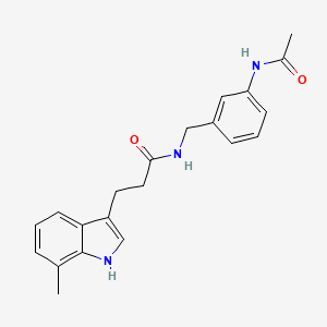 molecular formula C21H23N3O2 B7067911 N-[(3-acetamidophenyl)methyl]-3-(7-methyl-1H-indol-3-yl)propanamide 