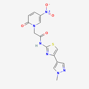 molecular formula C14H12N6O4S B7067969 N-[4-(1-methylpyrazol-4-yl)-1,3-thiazol-2-yl]-2-(5-nitro-2-oxopyridin-1-yl)acetamide 