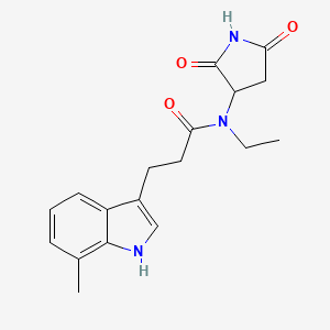 molecular formula C18H21N3O3 B7068039 N-(2,5-dioxopyrrolidin-3-yl)-N-ethyl-3-(7-methyl-1H-indol-3-yl)propanamide 