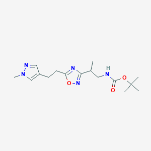 molecular formula C16H25N5O3 B7068074 tert-butyl N-[2-[5-[2-(1-methylpyrazol-4-yl)ethyl]-1,2,4-oxadiazol-3-yl]propyl]carbamate 