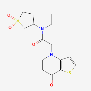 molecular formula C15H18N2O4S2 B7068209 N-(1,1-dioxothiolan-3-yl)-N-ethyl-2-(7-oxothieno[3,2-b]pyridin-4-yl)acetamide 