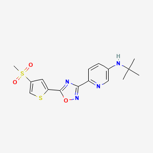 molecular formula C16H18N4O3S2 B7068296 N-tert-butyl-6-[5-(4-methylsulfonylthiophen-2-yl)-1,2,4-oxadiazol-3-yl]pyridin-3-amine 