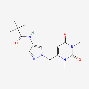 molecular formula C15H21N5O3 B7068335 N-[1-[(1,3-dimethyl-2,6-dioxopyrimidin-4-yl)methyl]pyrazol-4-yl]-2,2-dimethylpropanamide 