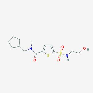 molecular formula C14H22N2O4S2 B7068347 N-(cyclopentylmethyl)-5-(2-hydroxyethylsulfamoyl)-N-methylthiophene-2-carboxamide 