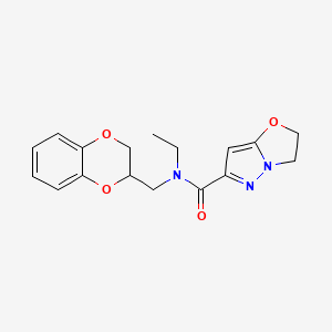 molecular formula C17H19N3O4 B7068353 N-(2,3-dihydro-1,4-benzodioxin-3-ylmethyl)-N-ethyl-2,3-dihydropyrazolo[5,1-b][1,3]oxazole-6-carboxamide 