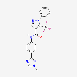 molecular formula C20H15F3N6O B7068371 N-[4-(1-methyl-1,2,4-triazol-3-yl)phenyl]-1-phenyl-5-(trifluoromethyl)pyrazole-4-carboxamide 