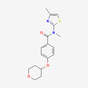molecular formula C17H20N2O3S B7068463 N-methyl-N-(4-methyl-1,3-thiazol-2-yl)-4-(oxan-4-yloxy)benzamide 