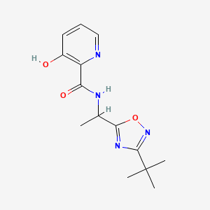 molecular formula C14H18N4O3 B7068516 N-[1-(3-tert-butyl-1,2,4-oxadiazol-5-yl)ethyl]-3-hydroxypyridine-2-carboxamide 