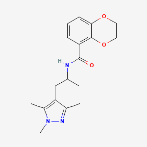 molecular formula C18H23N3O3 B7068545 N-[1-(1,3,5-trimethylpyrazol-4-yl)propan-2-yl]-2,3-dihydro-1,4-benzodioxine-5-carboxamide 