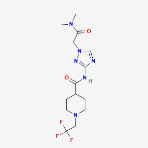molecular formula C14H21F3N6O2 B7068559 N-[1-[2-(dimethylamino)-2-oxoethyl]-1,2,4-triazol-3-yl]-1-(2,2,2-trifluoroethyl)piperidine-4-carboxamide 