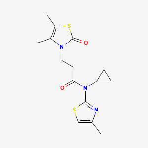 molecular formula C15H19N3O2S2 B7068591 N-cyclopropyl-3-(4,5-dimethyl-2-oxo-1,3-thiazol-3-yl)-N-(4-methyl-1,3-thiazol-2-yl)propanamide 