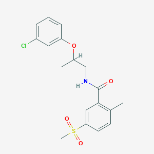 molecular formula C18H20ClNO4S B7068609 N-[2-(3-chlorophenoxy)propyl]-2-methyl-5-methylsulfonylbenzamide 