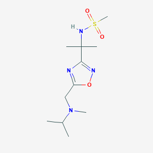 molecular formula C11H22N4O3S B7068646 N-[2-[5-[[methyl(propan-2-yl)amino]methyl]-1,2,4-oxadiazol-3-yl]propan-2-yl]methanesulfonamide 