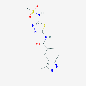 molecular formula C13H20N6O3S2 B7068704 N-[5-(methanesulfonamido)-1,3,4-thiadiazol-2-yl]-2-methyl-3-(1,3,5-trimethylpyrazol-4-yl)propanamide 