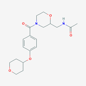 molecular formula C19H26N2O5 B7068743 N-[[4-[4-(oxan-4-yloxy)benzoyl]morpholin-2-yl]methyl]acetamide 