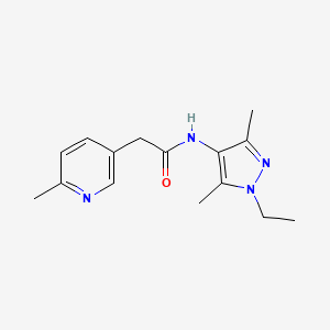 molecular formula C15H20N4O B7068801 N-(1-ethyl-3,5-dimethylpyrazol-4-yl)-2-(6-methylpyridin-3-yl)acetamide 