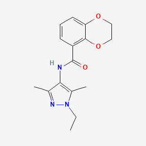 molecular formula C16H19N3O3 B7068815 N-(1-ethyl-3,5-dimethylpyrazol-4-yl)-2,3-dihydro-1,4-benzodioxine-5-carboxamide 