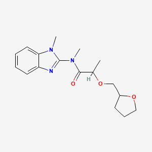 molecular formula C17H23N3O3 B7068825 N-methyl-N-(1-methylbenzimidazol-2-yl)-2-(oxolan-2-ylmethoxy)propanamide 