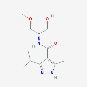 molecular formula C12H21N3O3 B7068869 N-[(2S)-1-hydroxy-3-methoxypropan-2-yl]-5-methyl-3-propan-2-yl-1H-pyrazole-4-carboxamide 