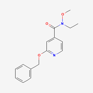 molecular formula C16H18N2O3 B7069037 N-ethyl-N-methoxy-2-phenylmethoxypyridine-4-carboxamide 