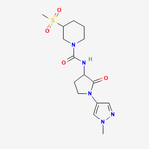 molecular formula C15H23N5O4S B7069048 N-[1-(1-methylpyrazol-4-yl)-2-oxopyrrolidin-3-yl]-3-methylsulfonylpiperidine-1-carboxamide 