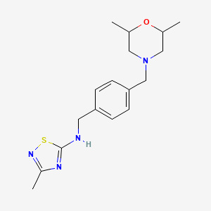 molecular formula C17H24N4OS B7069131 N-[[4-[(2,6-dimethylmorpholin-4-yl)methyl]phenyl]methyl]-3-methyl-1,2,4-thiadiazol-5-amine 