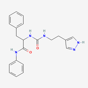 molecular formula C21H23N5O2 B7069157 N,3-diphenyl-2-[2-(1H-pyrazol-4-yl)ethylcarbamoylamino]propanamide 