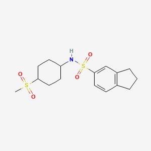 molecular formula C16H23NO4S2 B7069247 N-(4-methylsulfonylcyclohexyl)-2,3-dihydro-1H-indene-5-sulfonamide 