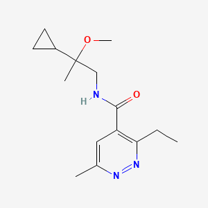 molecular formula C15H23N3O2 B7069255 N-(2-cyclopropyl-2-methoxypropyl)-3-ethyl-6-methylpyridazine-4-carboxamide 