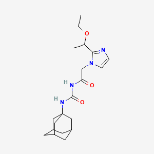 molecular formula C20H30N4O3 B7069277 N-(1-adamantylcarbamoyl)-2-[2-(1-ethoxyethyl)imidazol-1-yl]acetamide 