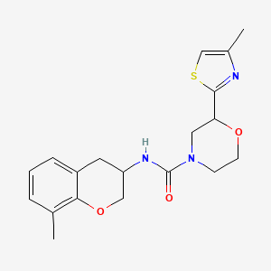 molecular formula C19H23N3O3S B7069347 N-(8-methyl-3,4-dihydro-2H-chromen-3-yl)-2-(4-methyl-1,3-thiazol-2-yl)morpholine-4-carboxamide 