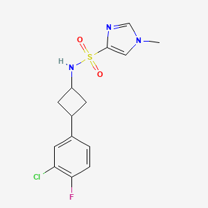 molecular formula C14H15ClFN3O2S B7069506 N-[3-(3-chloro-4-fluorophenyl)cyclobutyl]-1-methylimidazole-4-sulfonamide 