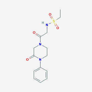 molecular formula C14H19N3O4S B7069539 N-[2-oxo-2-(3-oxo-4-phenylpiperazin-1-yl)ethyl]ethanesulfonamide 