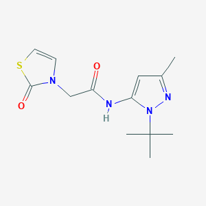 molecular formula C13H18N4O2S B7069683 N-(2-tert-butyl-5-methylpyrazol-3-yl)-2-(2-oxo-1,3-thiazol-3-yl)acetamide 