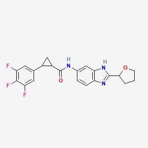molecular formula C21H18F3N3O2 B7069790 N-[2-(oxolan-2-yl)-3H-benzimidazol-5-yl]-2-(3,4,5-trifluorophenyl)cyclopropane-1-carboxamide 