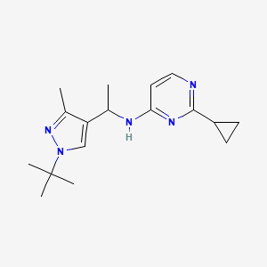 molecular formula C17H25N5 B7069820 N-[1-(1-tert-butyl-3-methylpyrazol-4-yl)ethyl]-2-cyclopropylpyrimidin-4-amine 